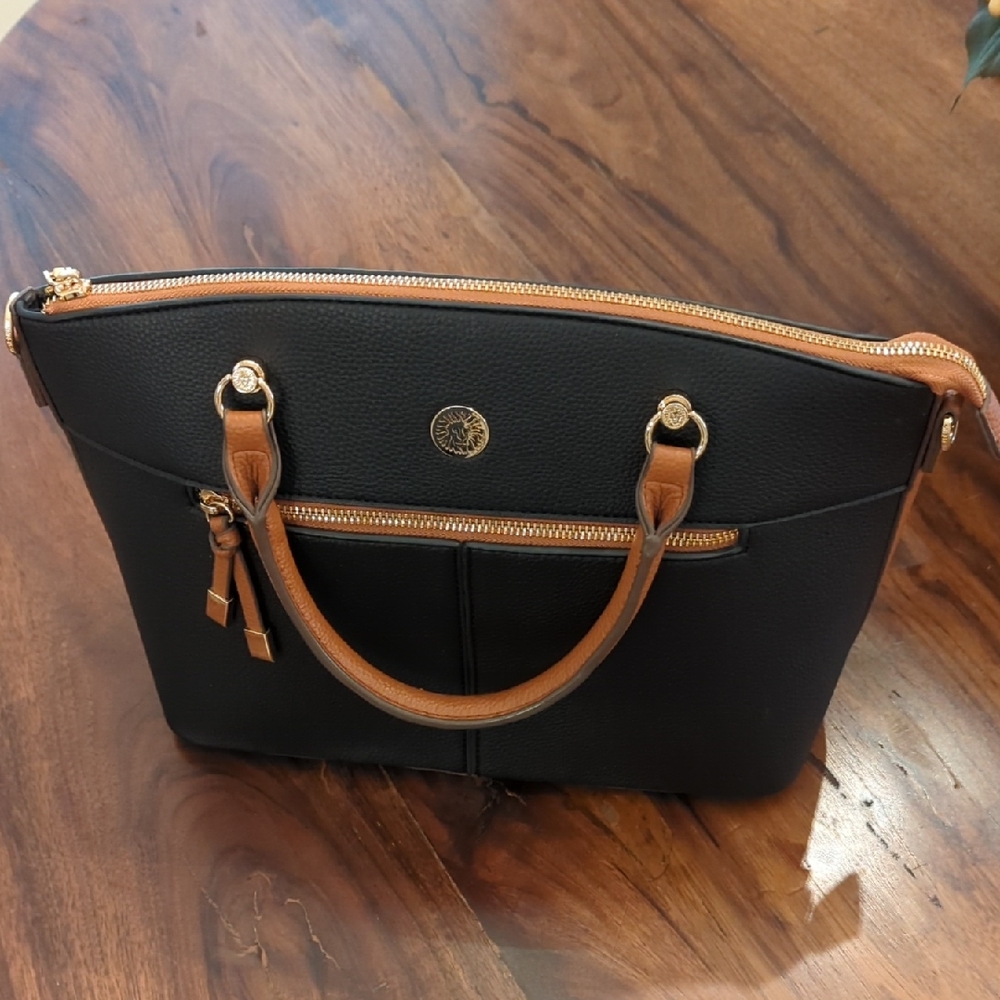 Anne Klein Black and Tan Tote Bag